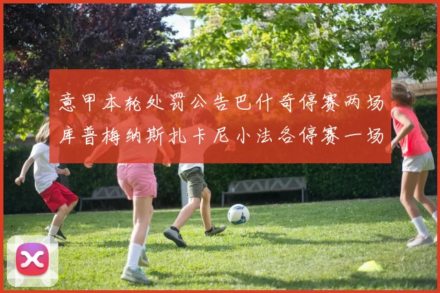 意甲本轮处罚公告巴什奇停赛两场库普梅纳斯扎卡尼小法各停赛一场